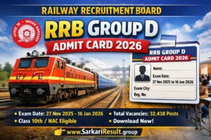 RRB Group D Admit Card 2026 download exam city slip CBT exam dates